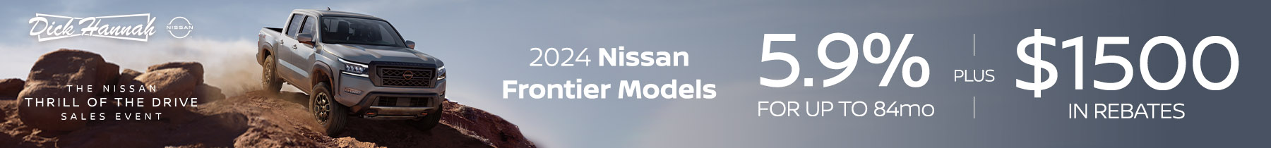 2024 Nissan Frontier (All Models) -   5.9% up to 84 months  PLUS  $1500 in Rebates!